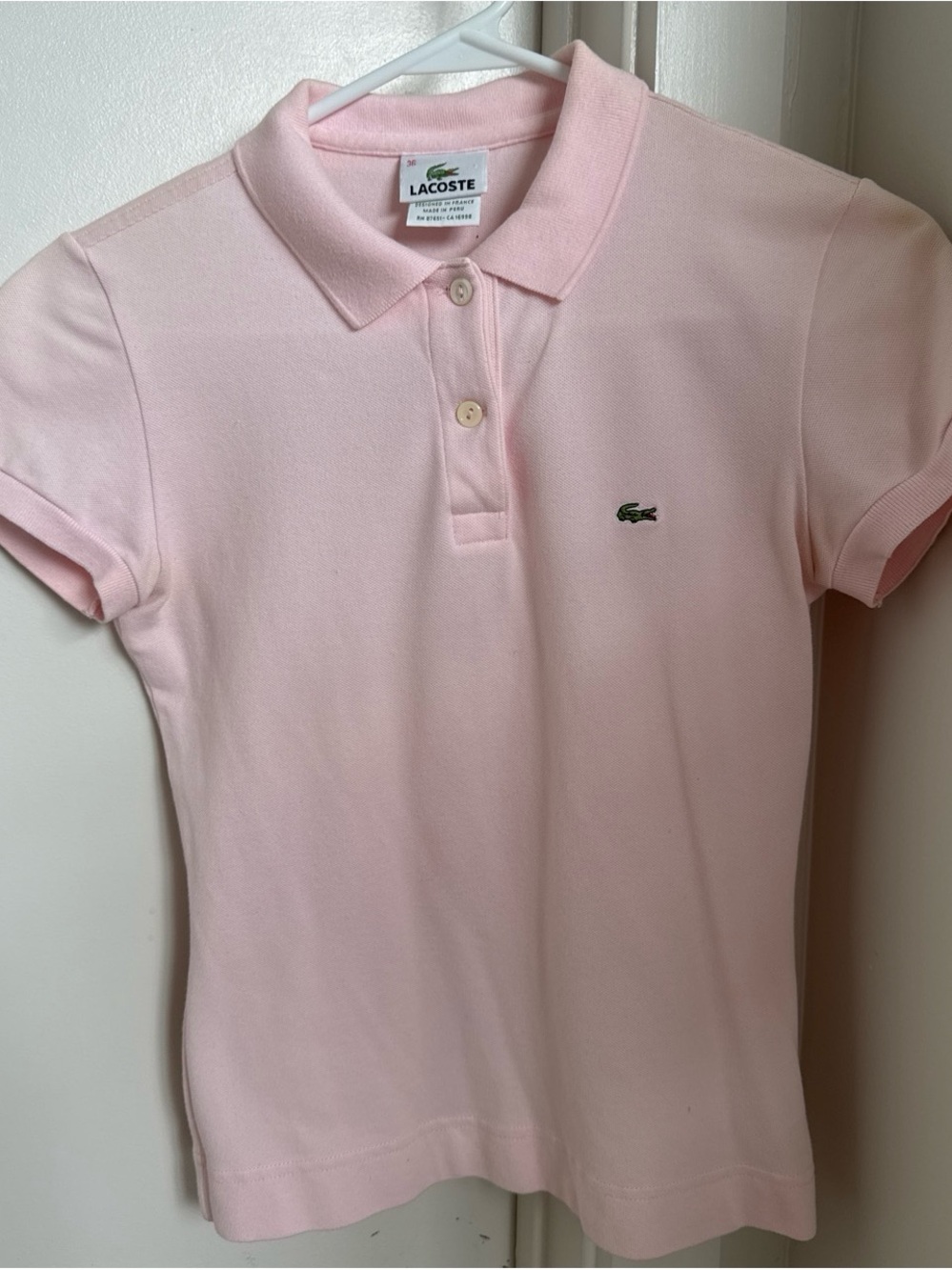Lacoste Kids Light Pink Polo with Embroidered Crocodile